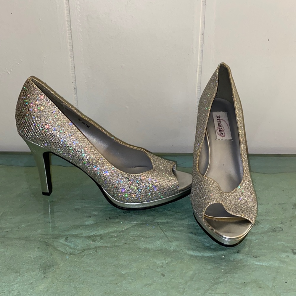 Silver 3-inch heels
